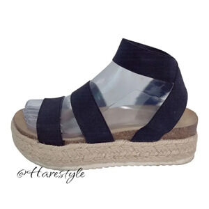 Esprit elastic strap platform espadrille sandals 7